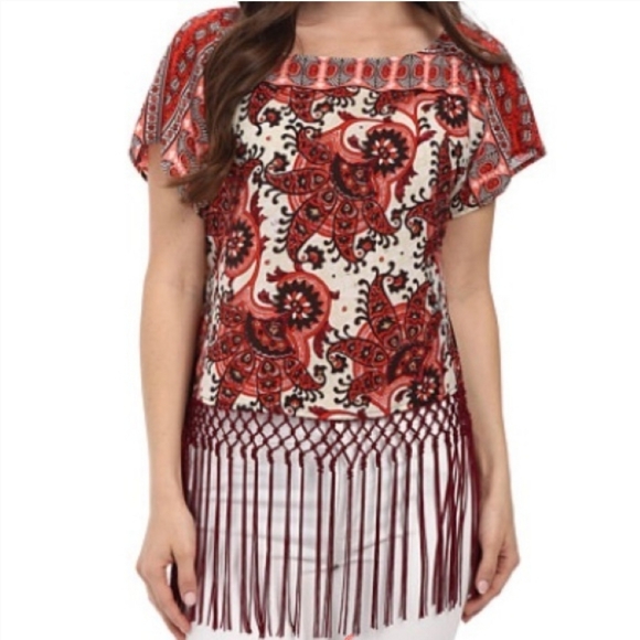 🔥🔥🔥SALE🔥🔥🔥Michael Kors Red Paisley Print Top - Picture 3 of 3